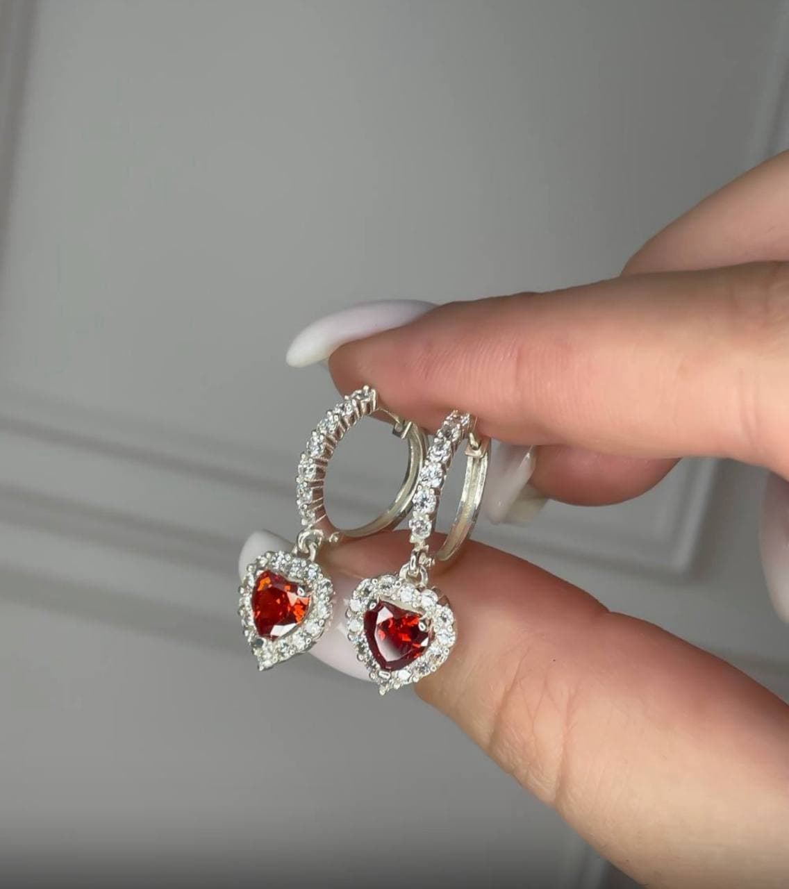 Сережки "Червоне серце" 2